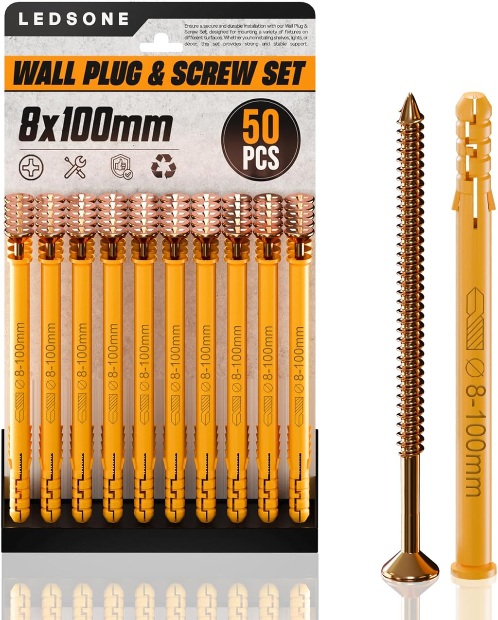 Durable Assorted Wall Plugs & Steel Screws for Drywall and Masonry