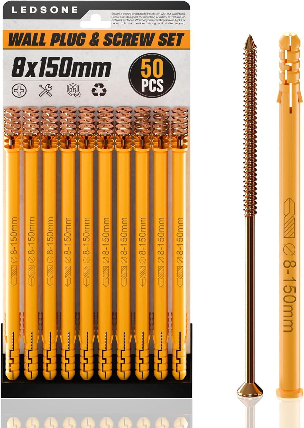 Durable Assorted Wall Plugs & Steel Screws for Drywall and Masonry