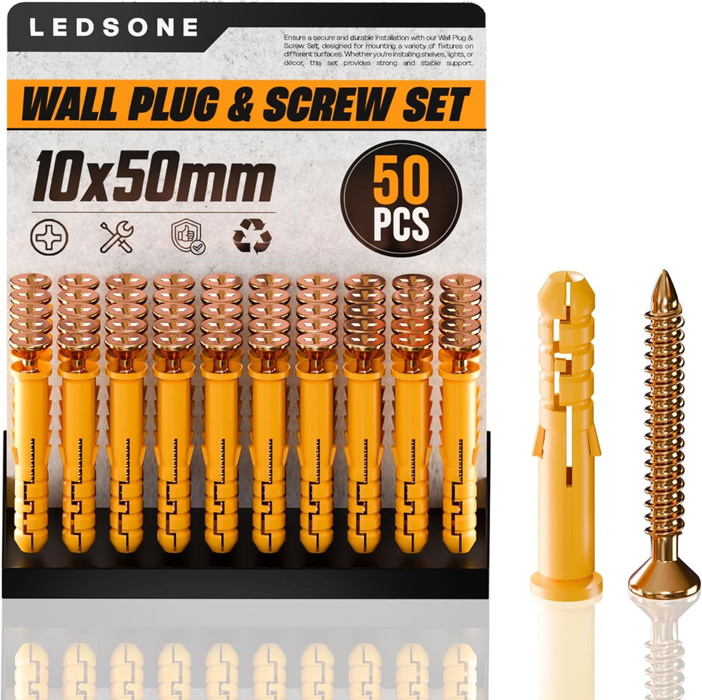 Durable Assorted Wall Plugs & Steel Screws for Drywall and Masonry