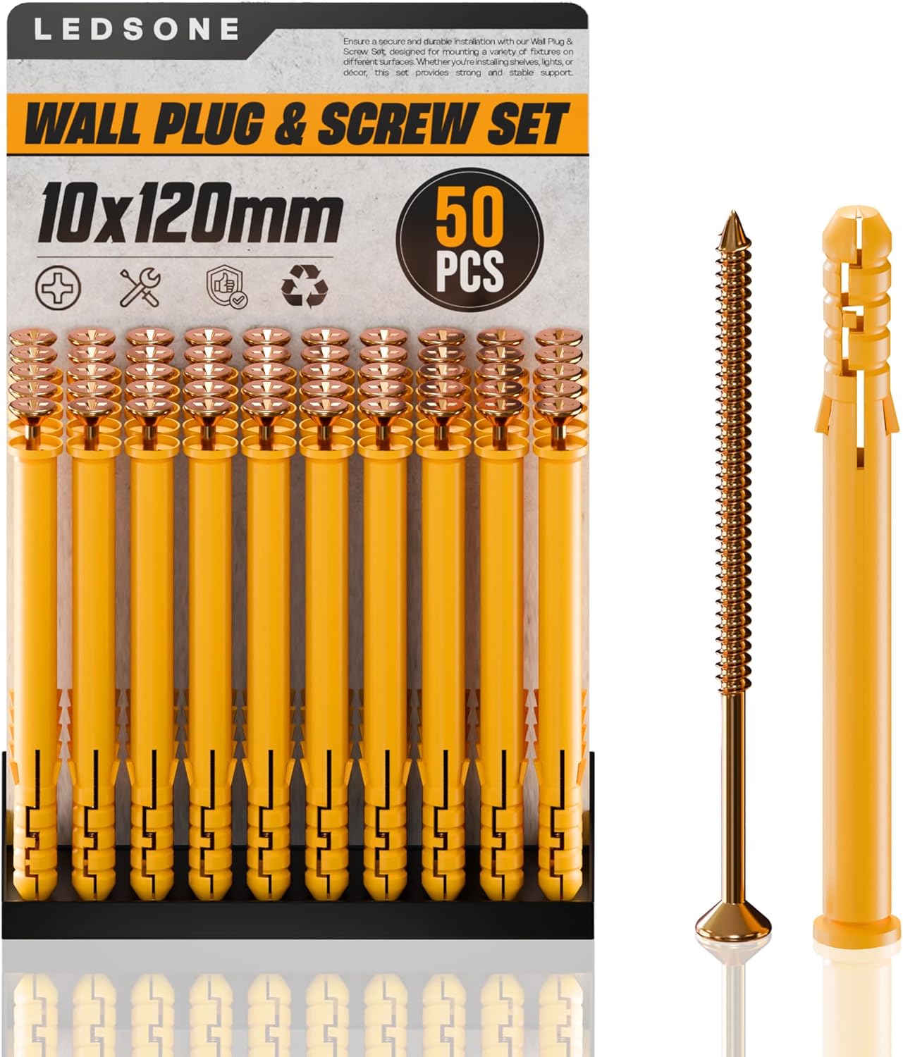 Durable Assorted Wall Plugs & Steel Screws for Drywall and Masonry