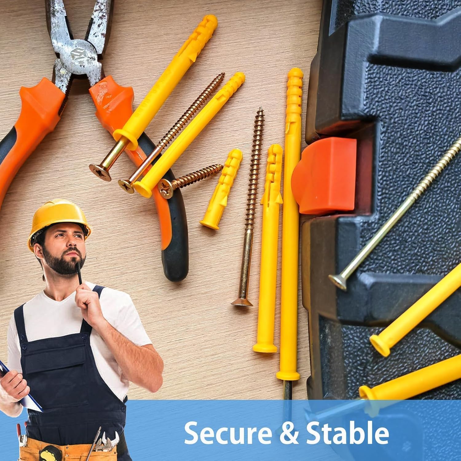 Durable Assorted Wall Plugs & Steel Screws for Drywall and Masonry