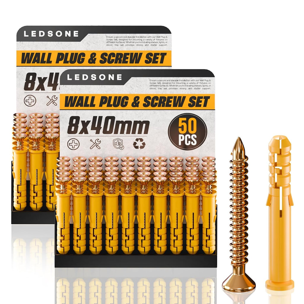Durable Assorted Wall Plugs & Steel Screws for Drywall and Masonry
