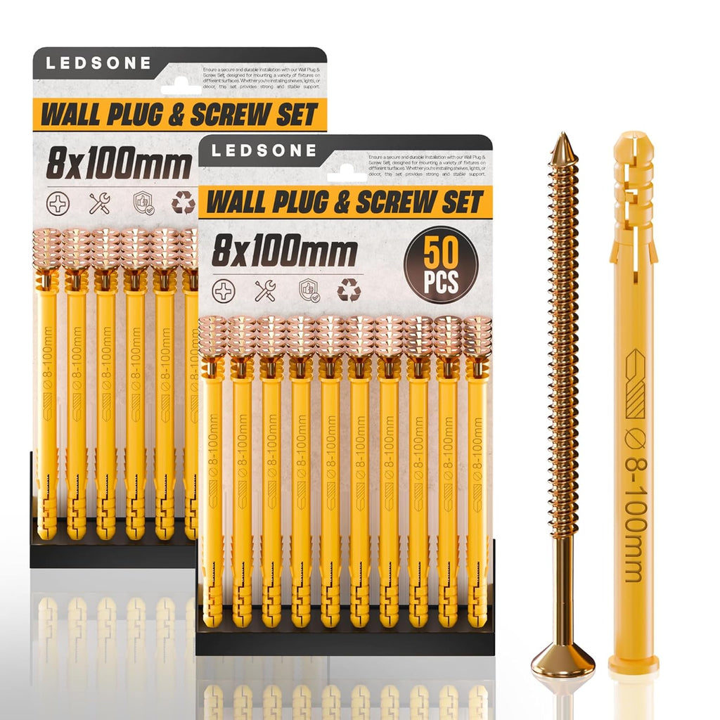 Durable Assorted Wall Plugs & Steel Screws for Drywall and Masonry