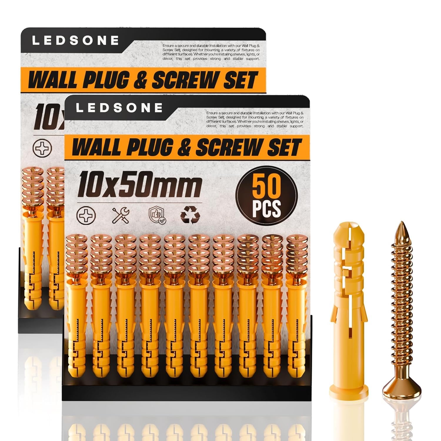 Durable Assorted Wall Plugs & Steel Screws for Drywall and Masonry