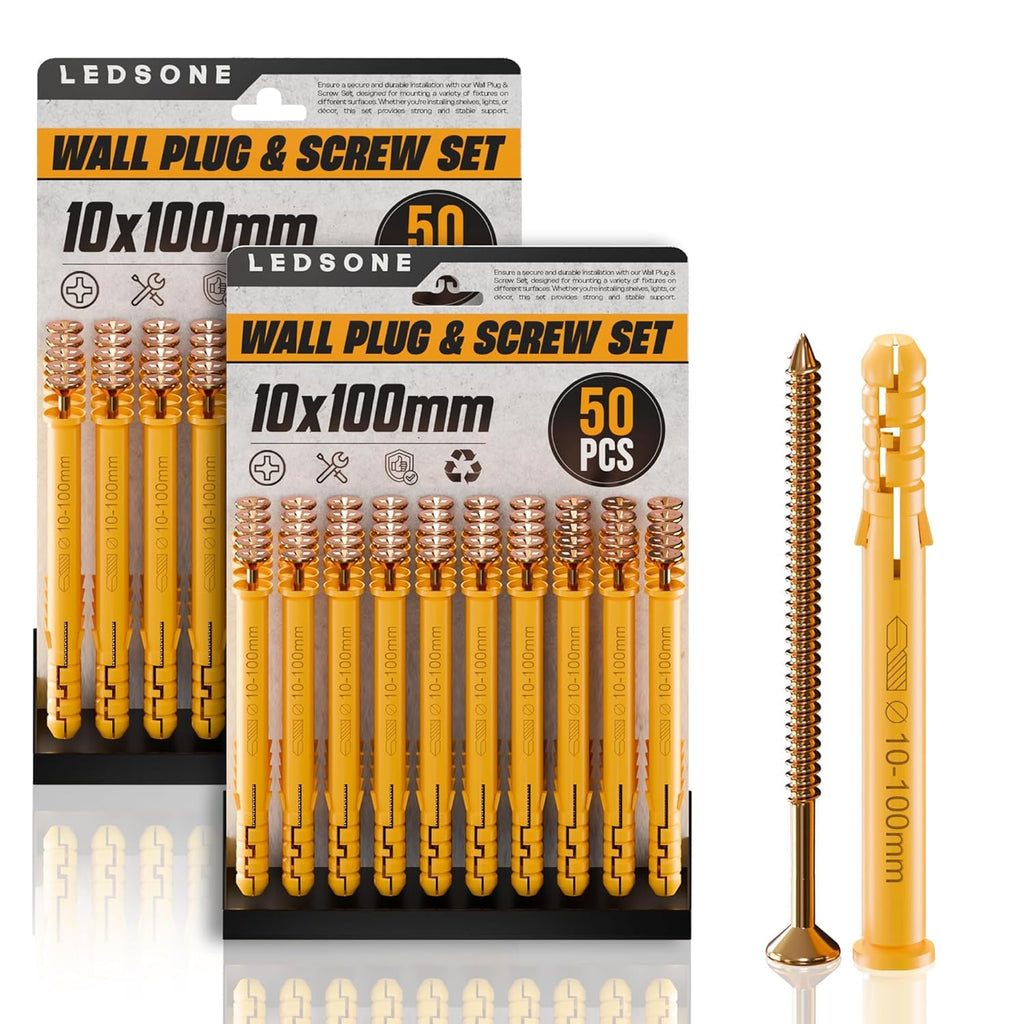 Durable Assorted Wall Plugs & Steel Screws for Drywall and Masonry