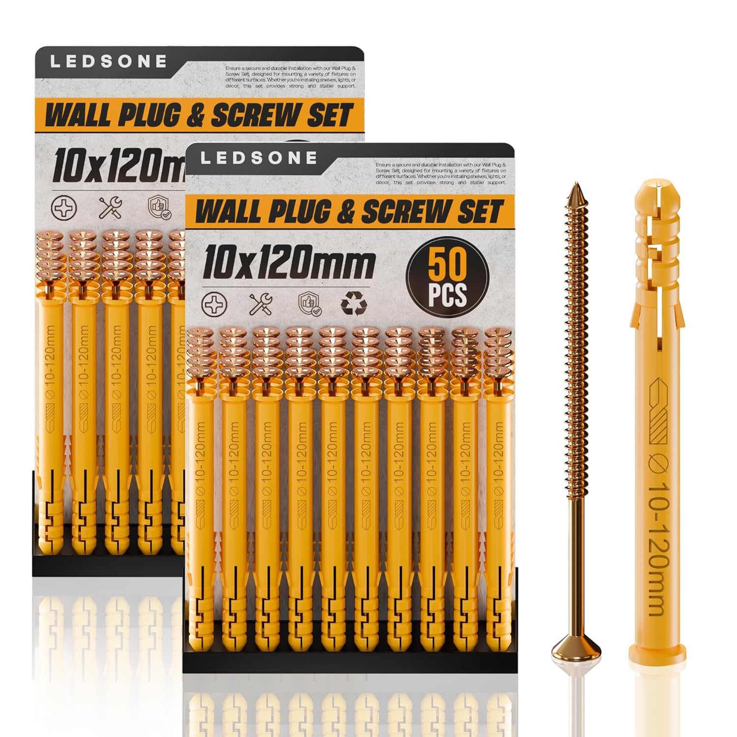 Durable Assorted Wall Plugs & Steel Screws for Drywall and Masonry