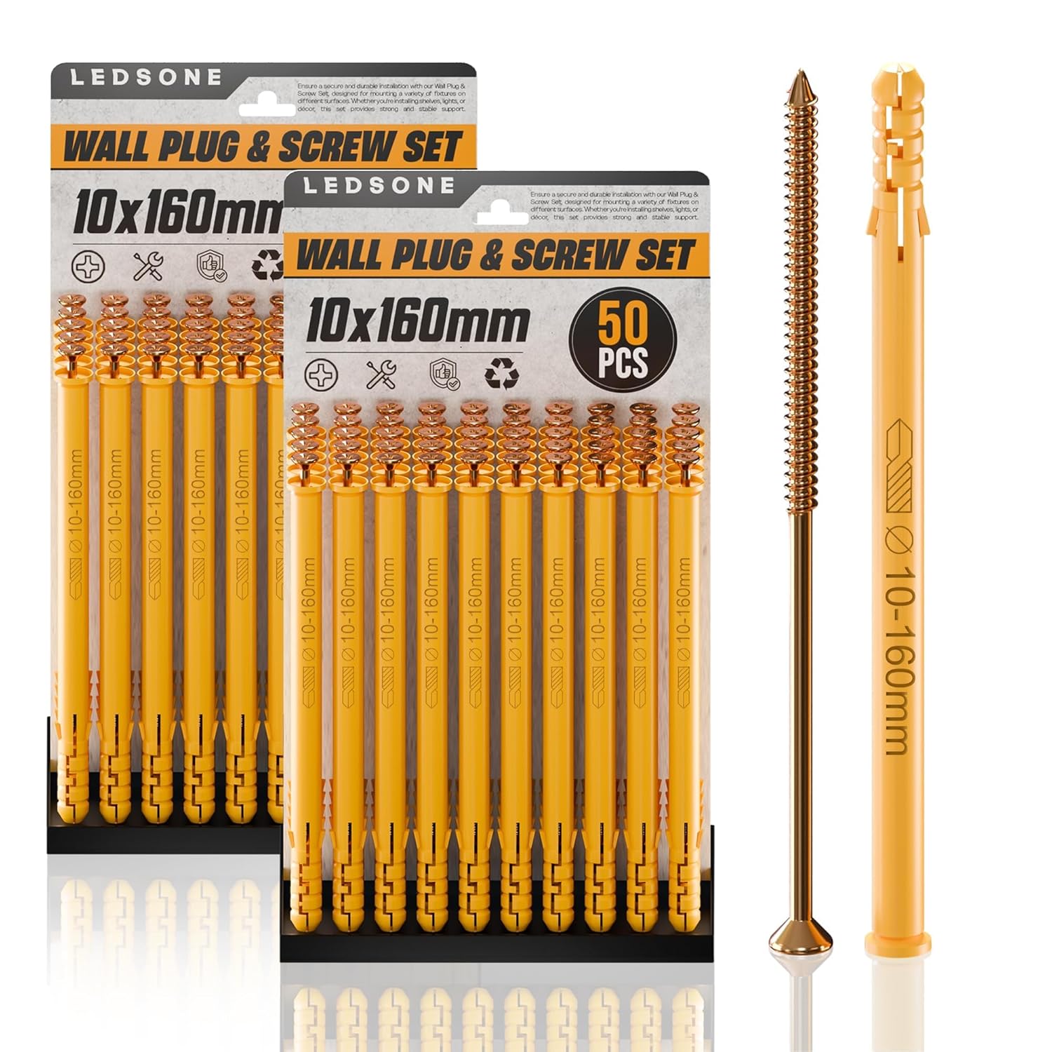 Durable Assorted Wall Plugs & Steel Screws for Drywall and Masonry