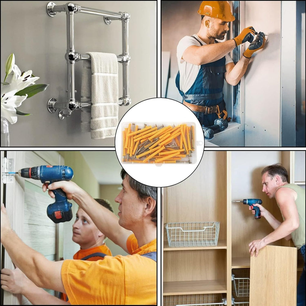 LEDSone Assorted Plastic Wall Plugs and Steel Screw Set for Drywall