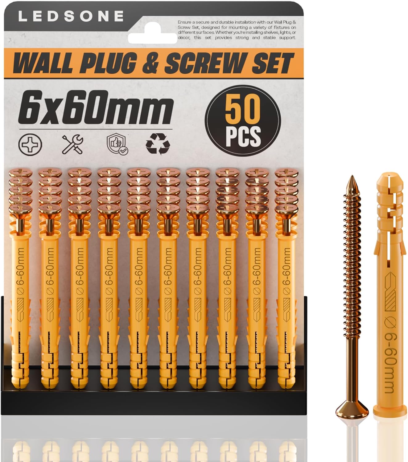 Durable Assorted Wall Plugs & Steel Screws for Drywall and Masonry