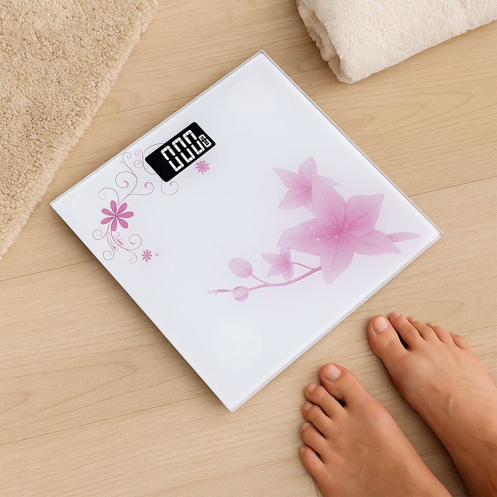 Accurate Digital Printed Glass Bathroom Scale for Stylish Weight Tracking