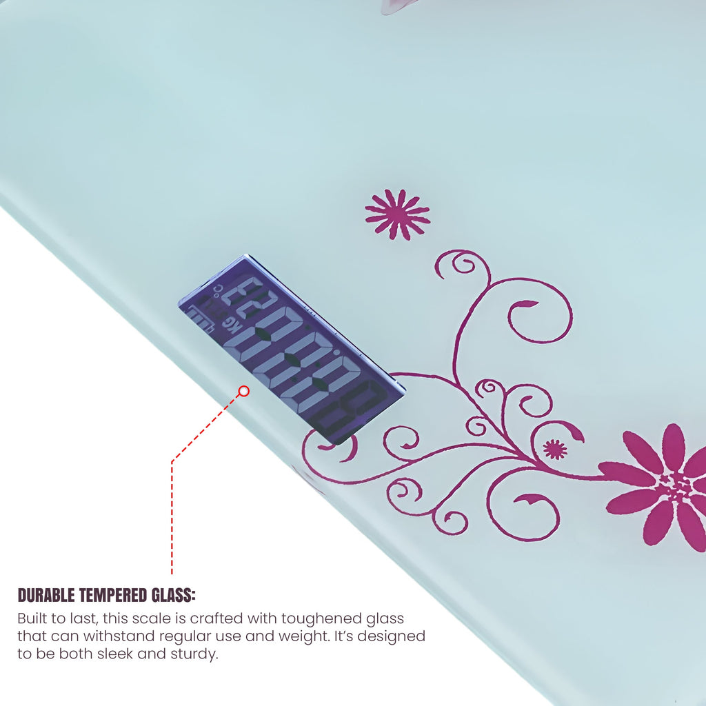 Accurate Digital Printed Glass Bathroom Scale for Stylish Weight Tracking