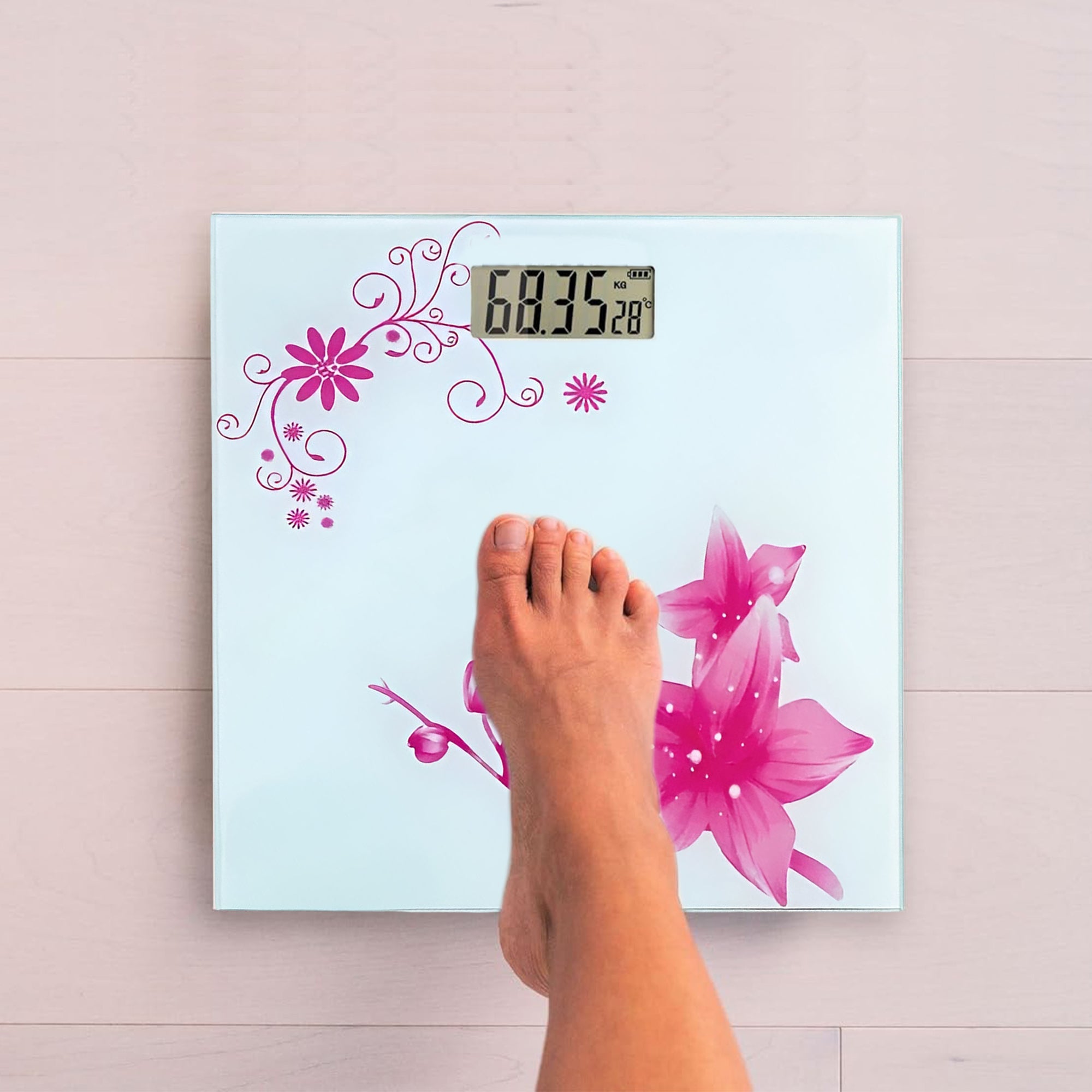 Accurate Digital Printed Glass Bathroom Scale for Stylish Weight Tracking