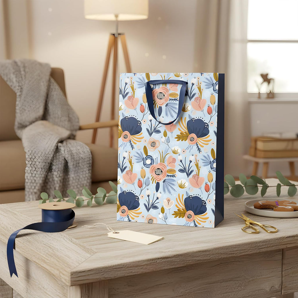 Assorted Floral Gift Bags Multipack Elegant Kraft Paper Handles All Occasions