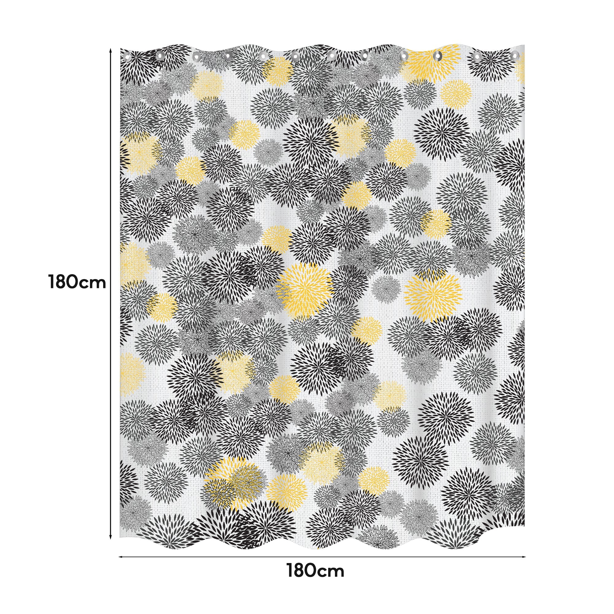 Vibrant Floral Print EVA Waterproof Shower Curtain for Bathtub Bathroom Decor