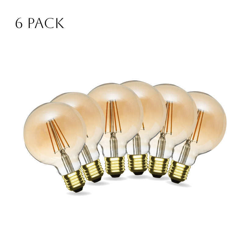 6-Pack G95 E27 4W LED Globe Vintage Edison Decorative Light Bulbs