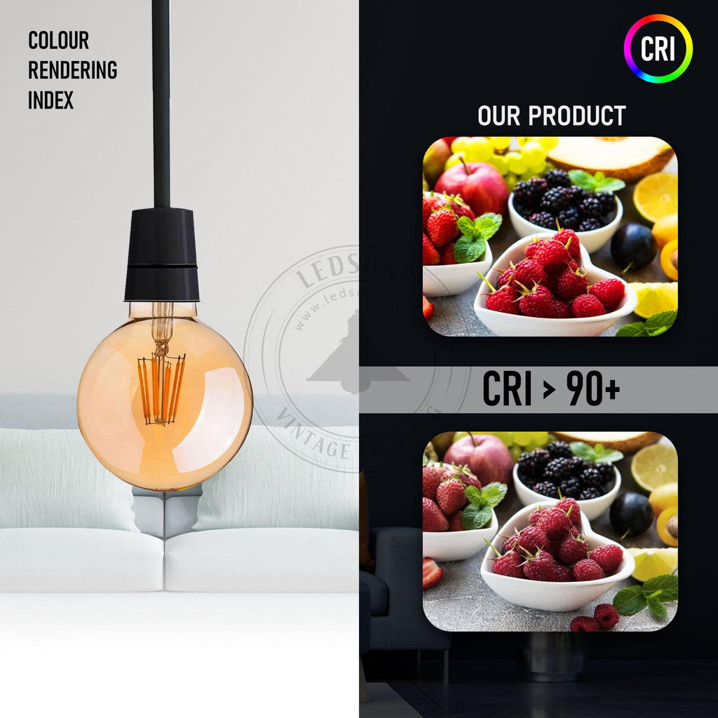6-Pack G95 8W Dimmable E27 LED Globe Filament Bulbs, Warm White