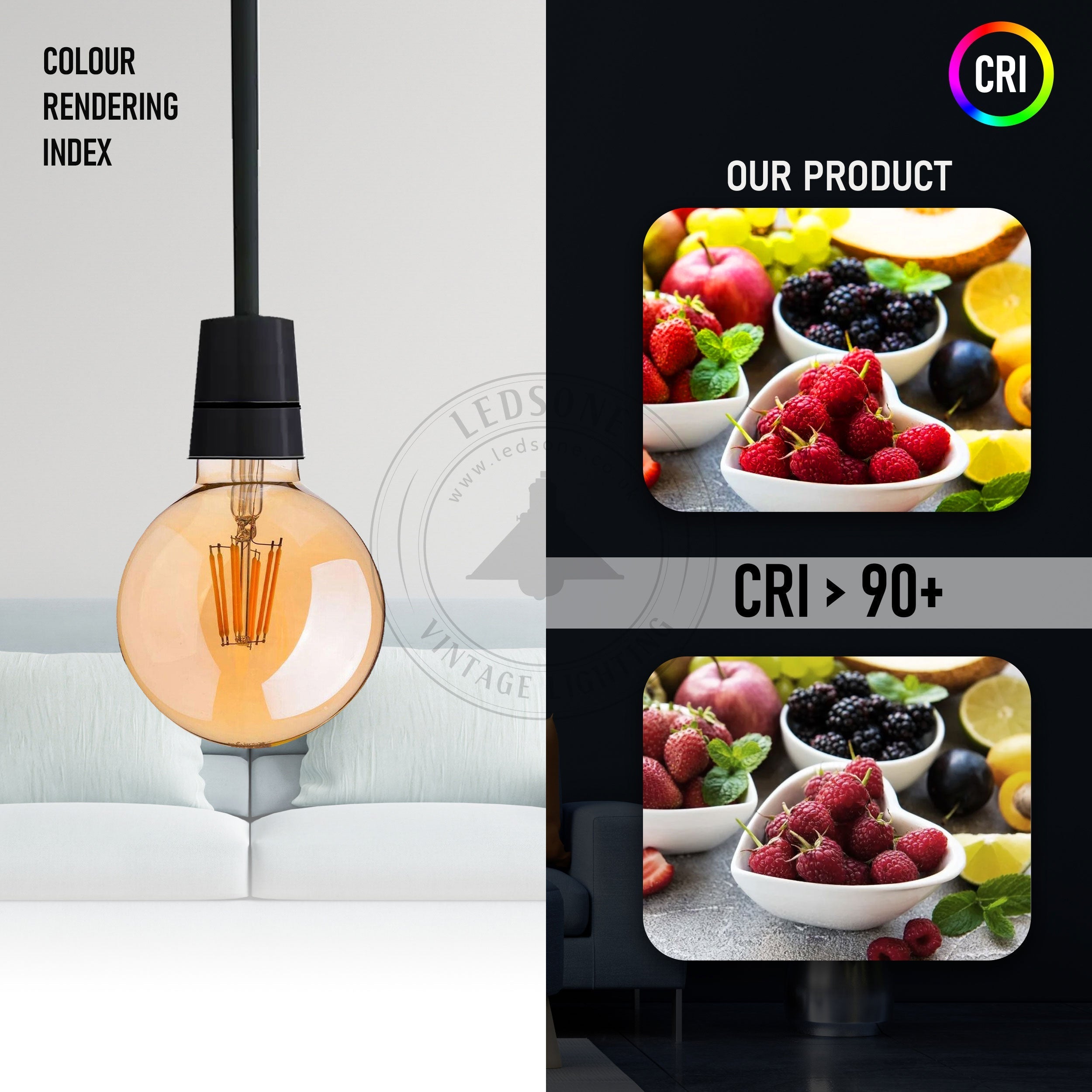 6-Pack G95 8W Dimmable E27 LED Globe Filament Bulbs, Warm White