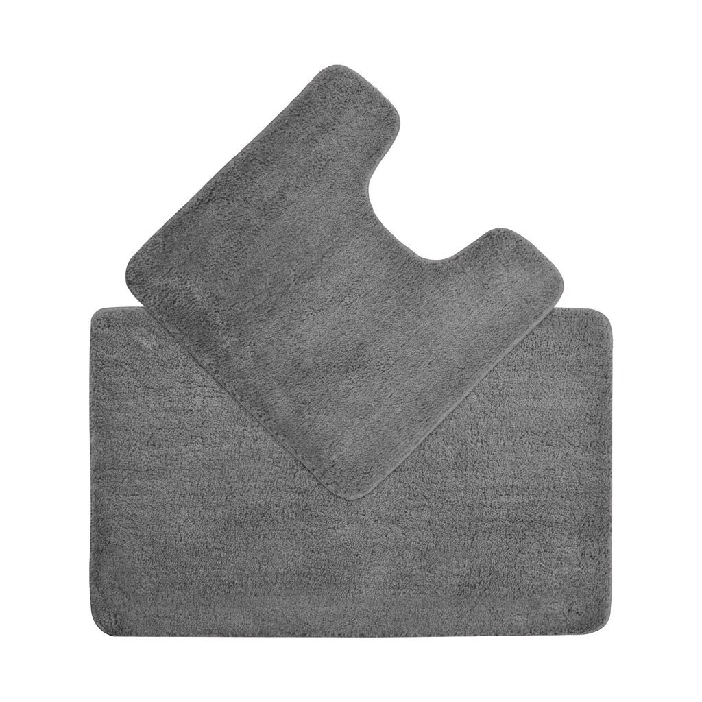 Luxurious 2-Piece Microfiber Bath Mat Pedestal Set, Absorbent, Non-Slip Safety
