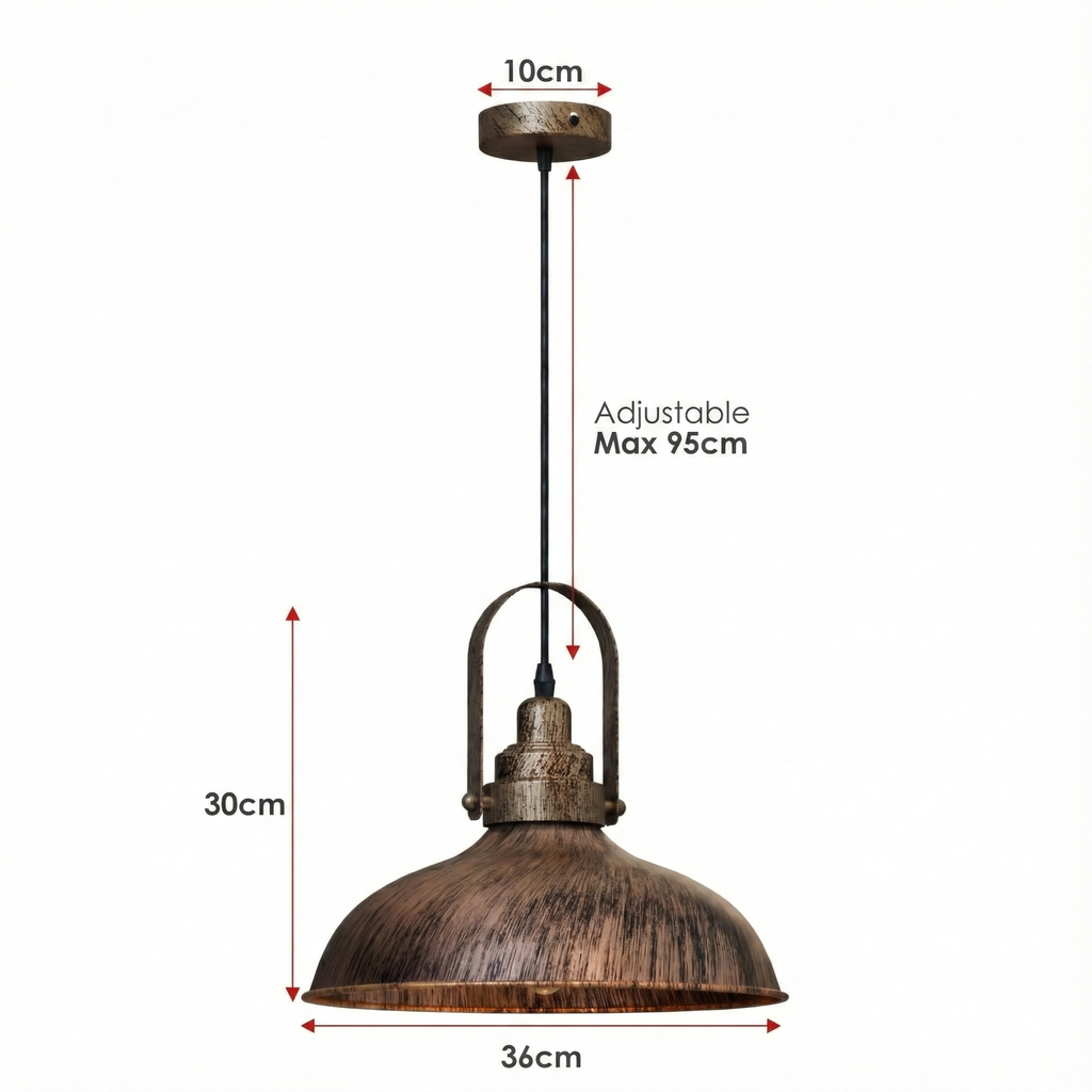 Chic Brushed Copper Metal Vintage Ceiling Pendant Light Fixture, Modern Retro Design