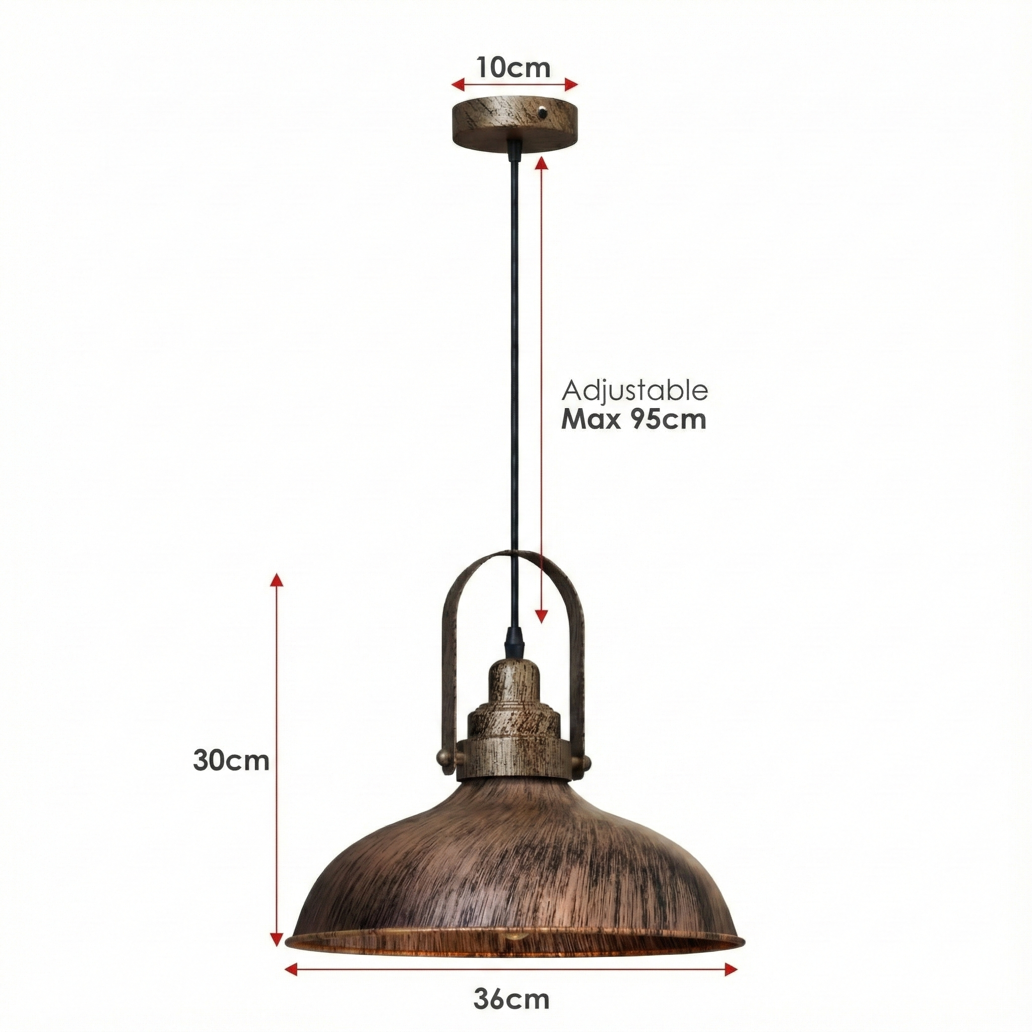 Chic Brushed Copper Metal Vintage Ceiling Pendant Light Fixture, Modern Retro Design