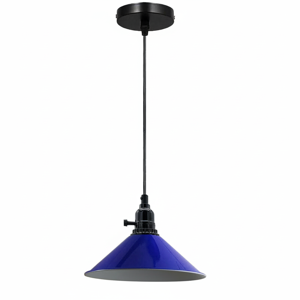 Industrial Vintage Metal Pendant Light Shade Chandelier Navy Blue Lampshade