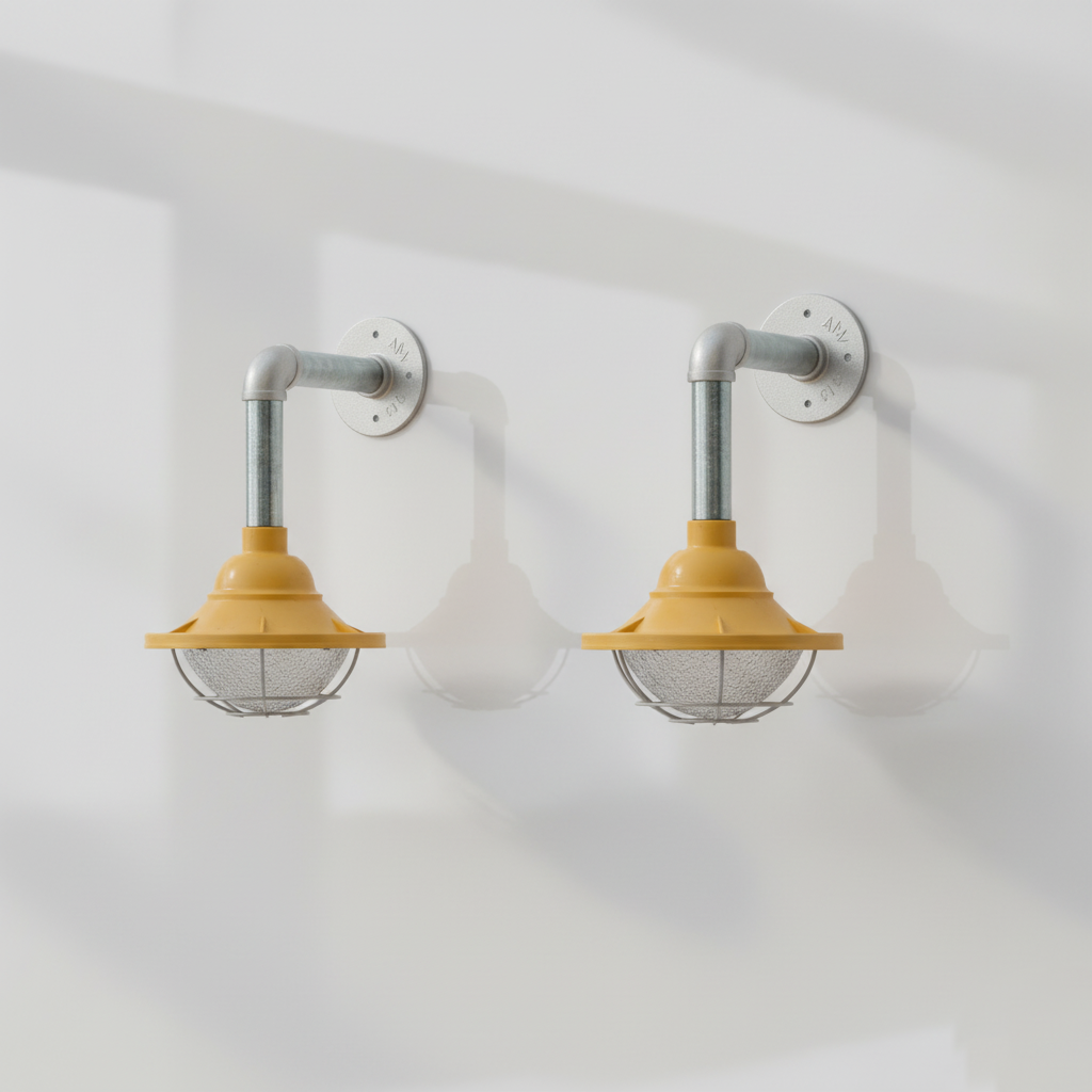 Industrial Galvanized Steel Wall Sconce 2-Pack E27 Conduit Pipe Loft Lighting
