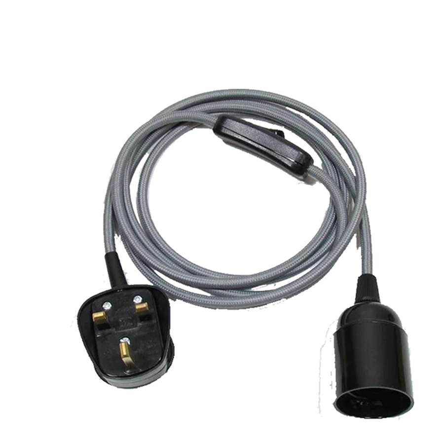Stylish 13ft Fabric Plug-in Pendant Light Kit, E27 Bulb Holder, Dimmer Switch