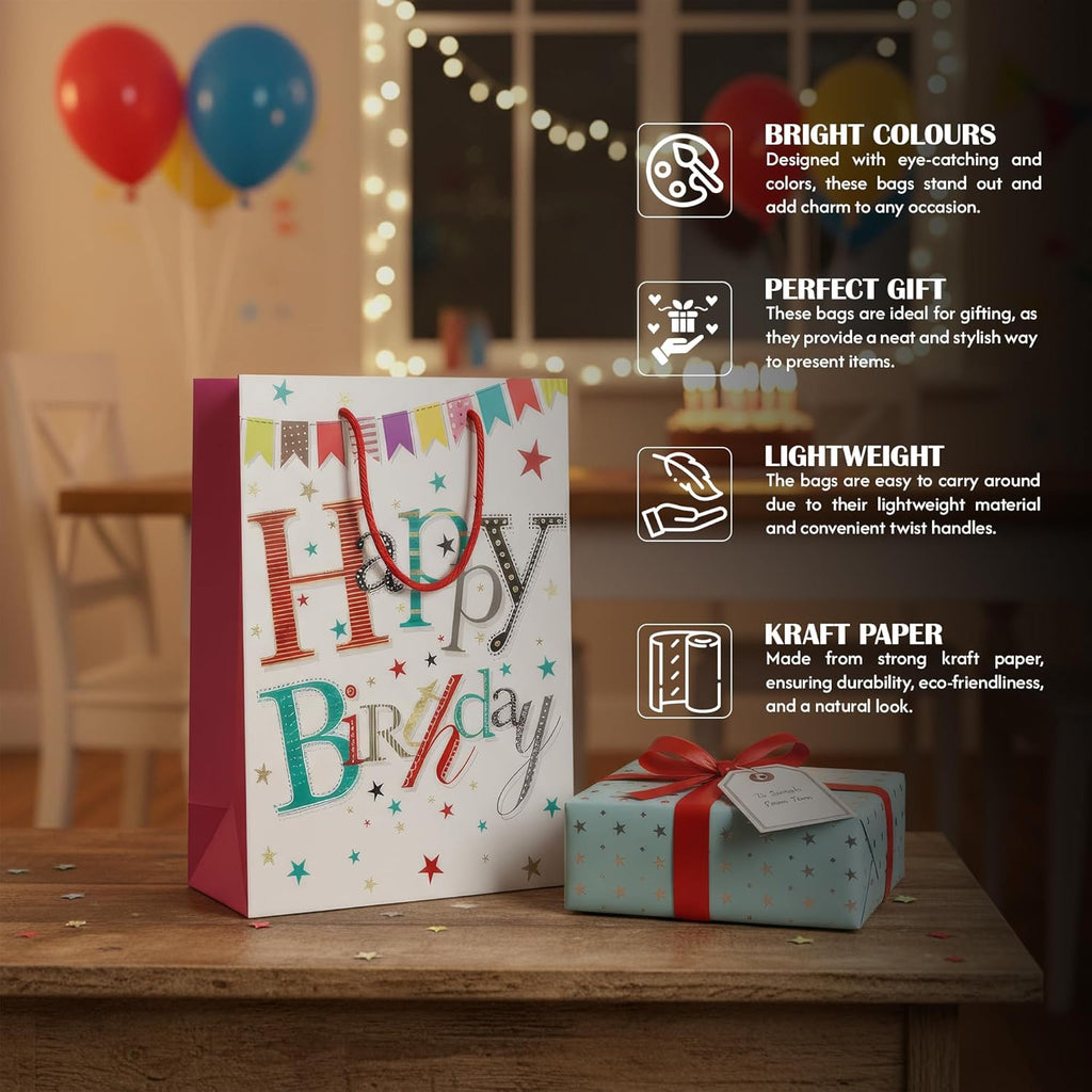 12-Pack Assorted Luxury Matte Gift Bags with Handles for Presents