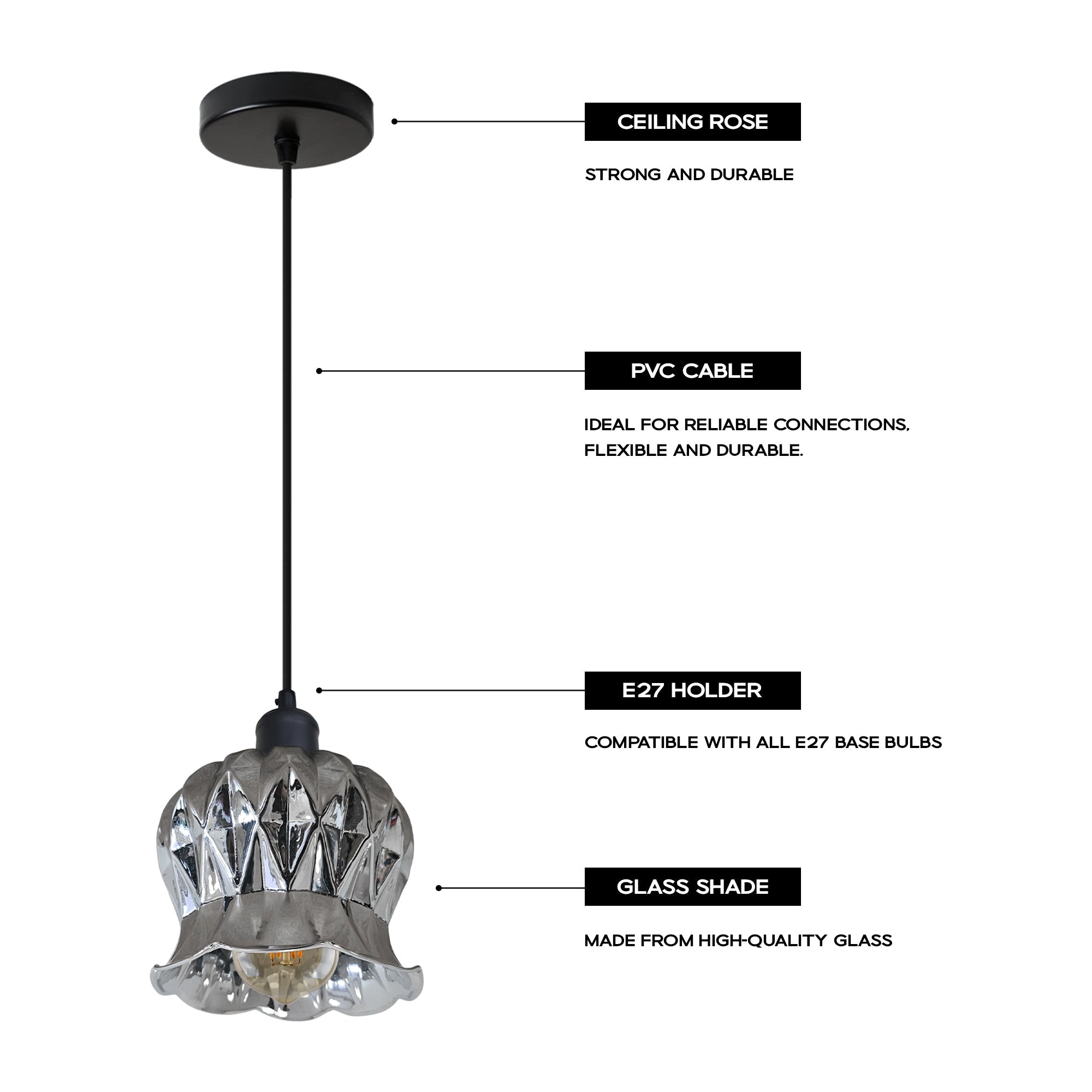 Industrial Glass Pendant  Lighting Fixtures ~6316