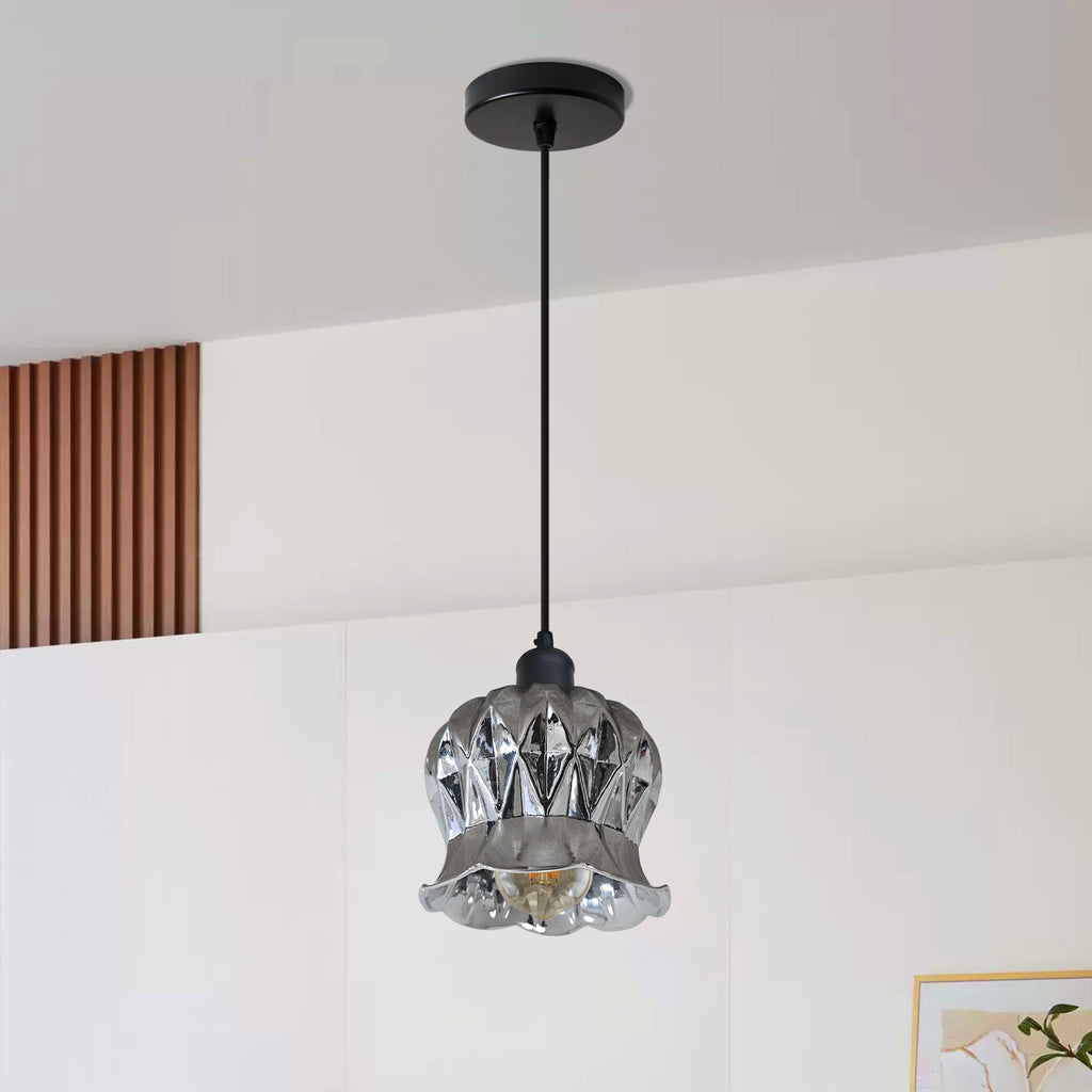 Modern Industrial Clear Glass Pendant Light Fixture with Adjustable Cable