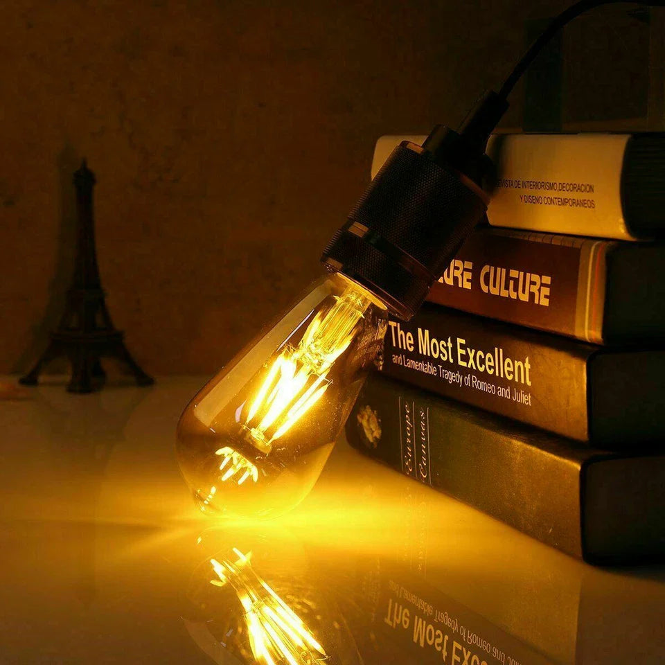 Vintage Dimmable ST64 E27 LED Filament Bulb 6W, Warm White Amber Glass