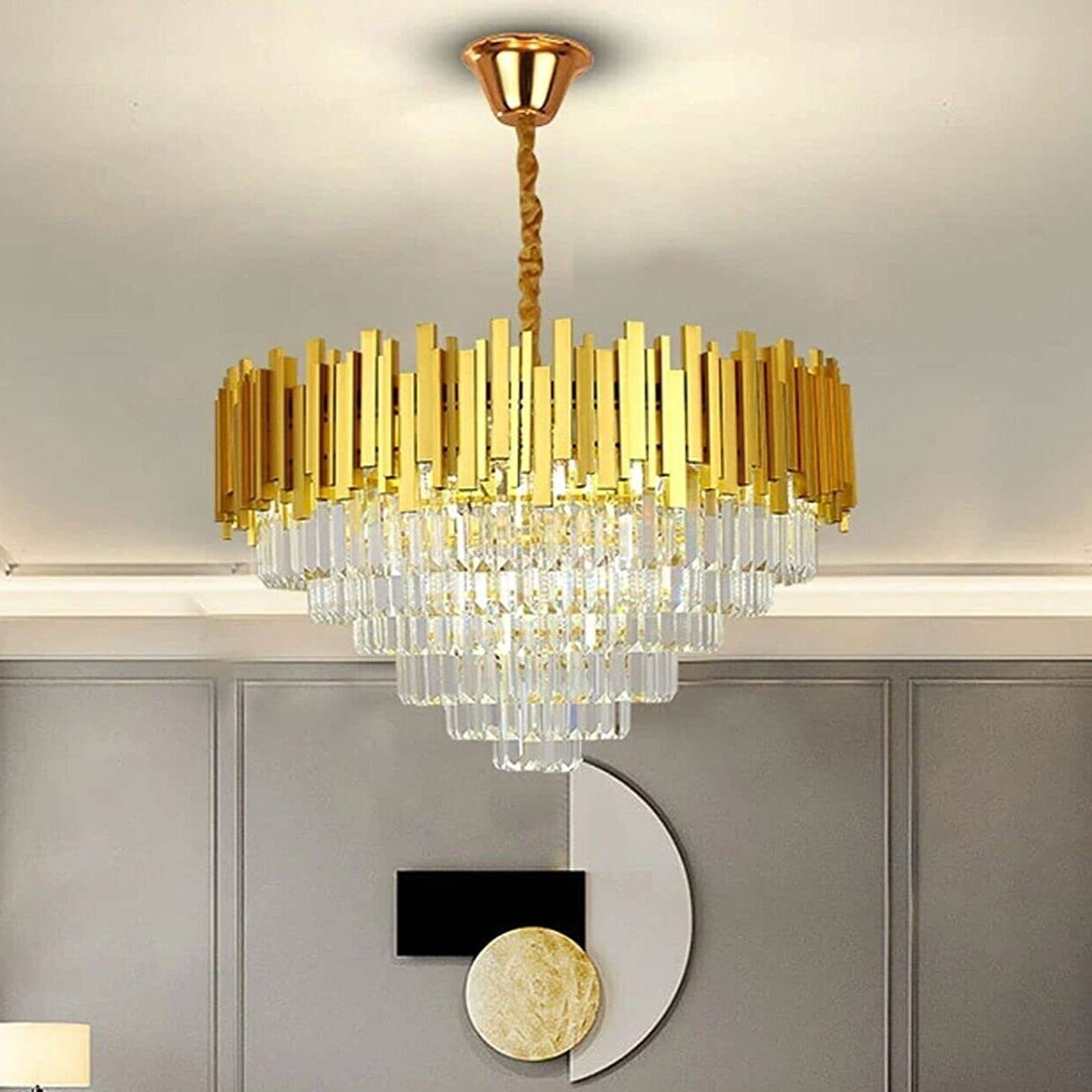 Luxury Modern Gold Crystal Chandelier for Living Room Dining Bedroom Lighting