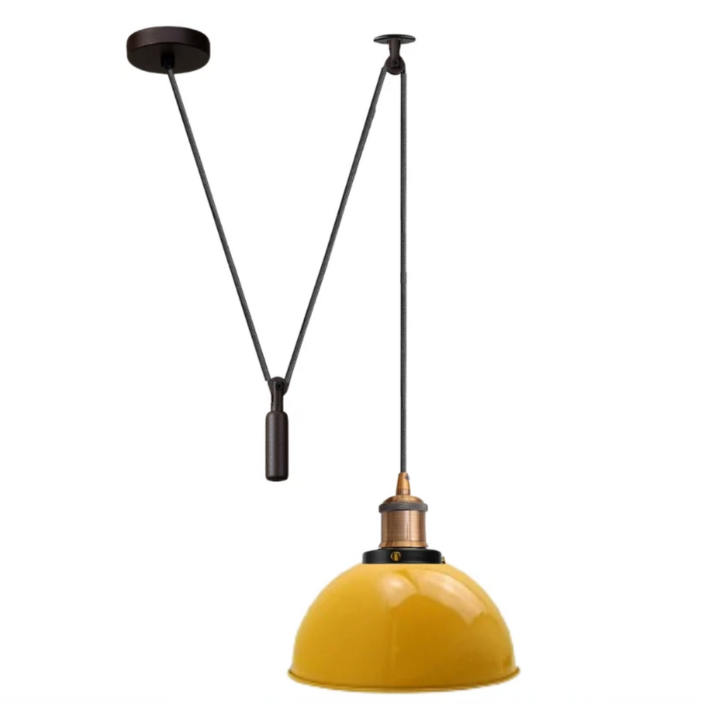 Adjustable Industrial Pulley Pendant Light Fixture, Vintage Metal Lampshade, E27 Base