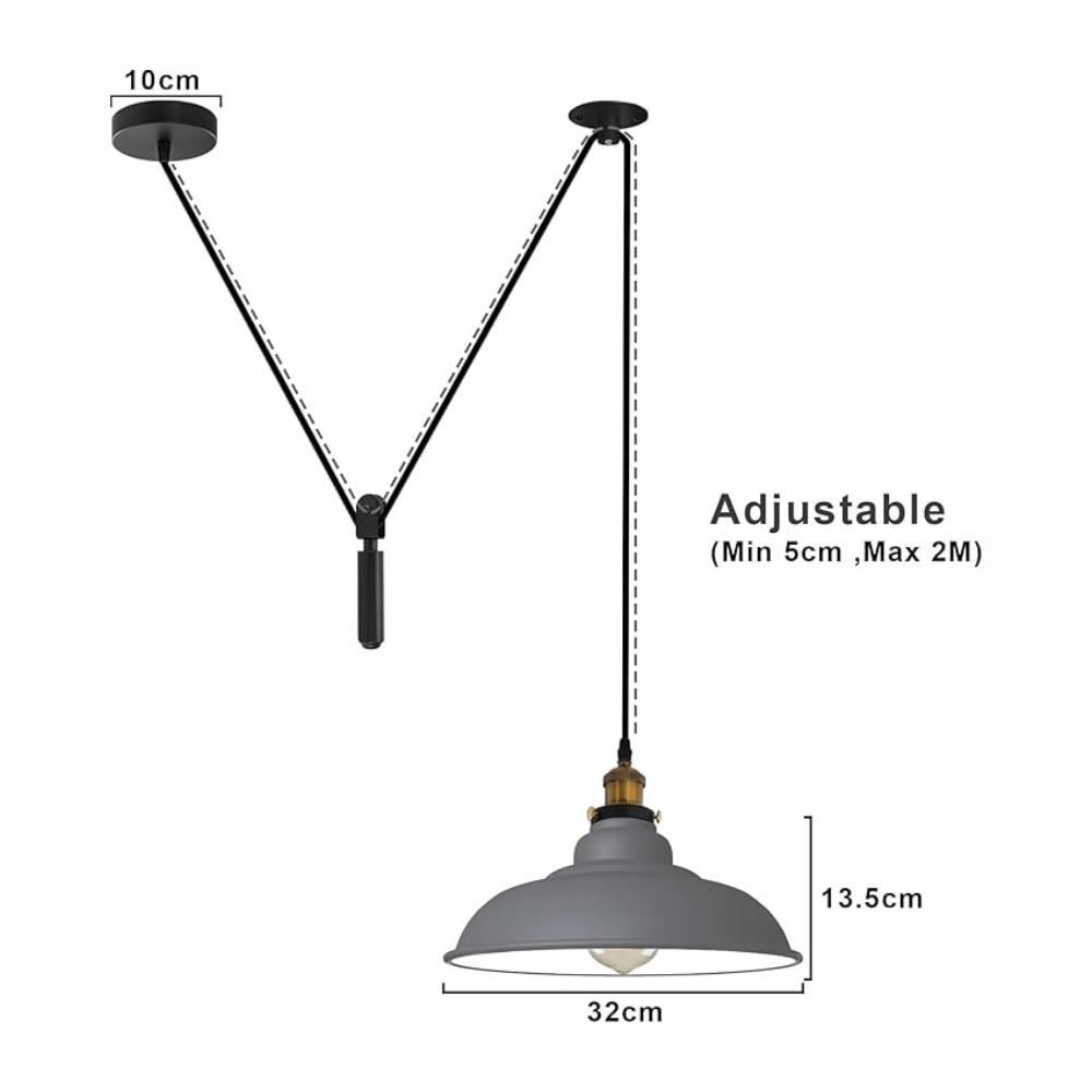 Adjustable Pulley System Industrial Pendant Light, Single Head E27 Modern Decor