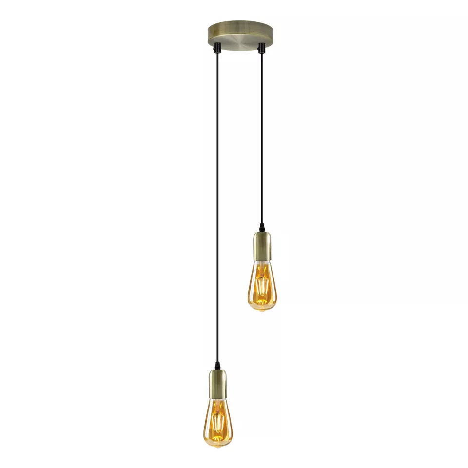 Vintage Industrial 2-Head Cluster Pendant Light with Adjustable E27 Sockets