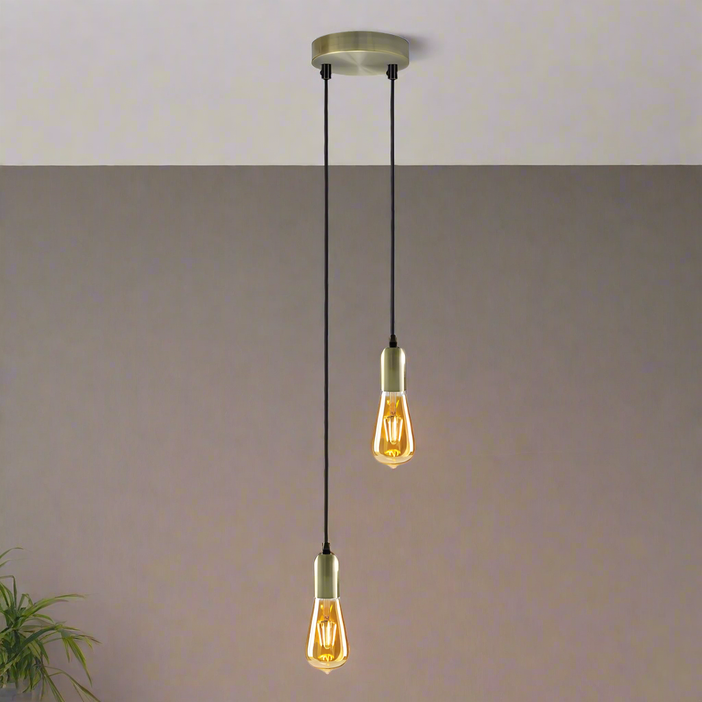 Vintage Industrial 2-Head Cluster Pendant Light with Adjustable E27 Sockets