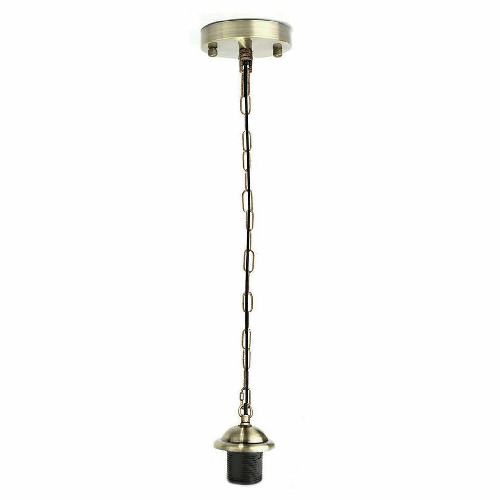 Adjustable E27 Industrial Pendant Lamp Holder Kit with Chain - Multiple Finishes