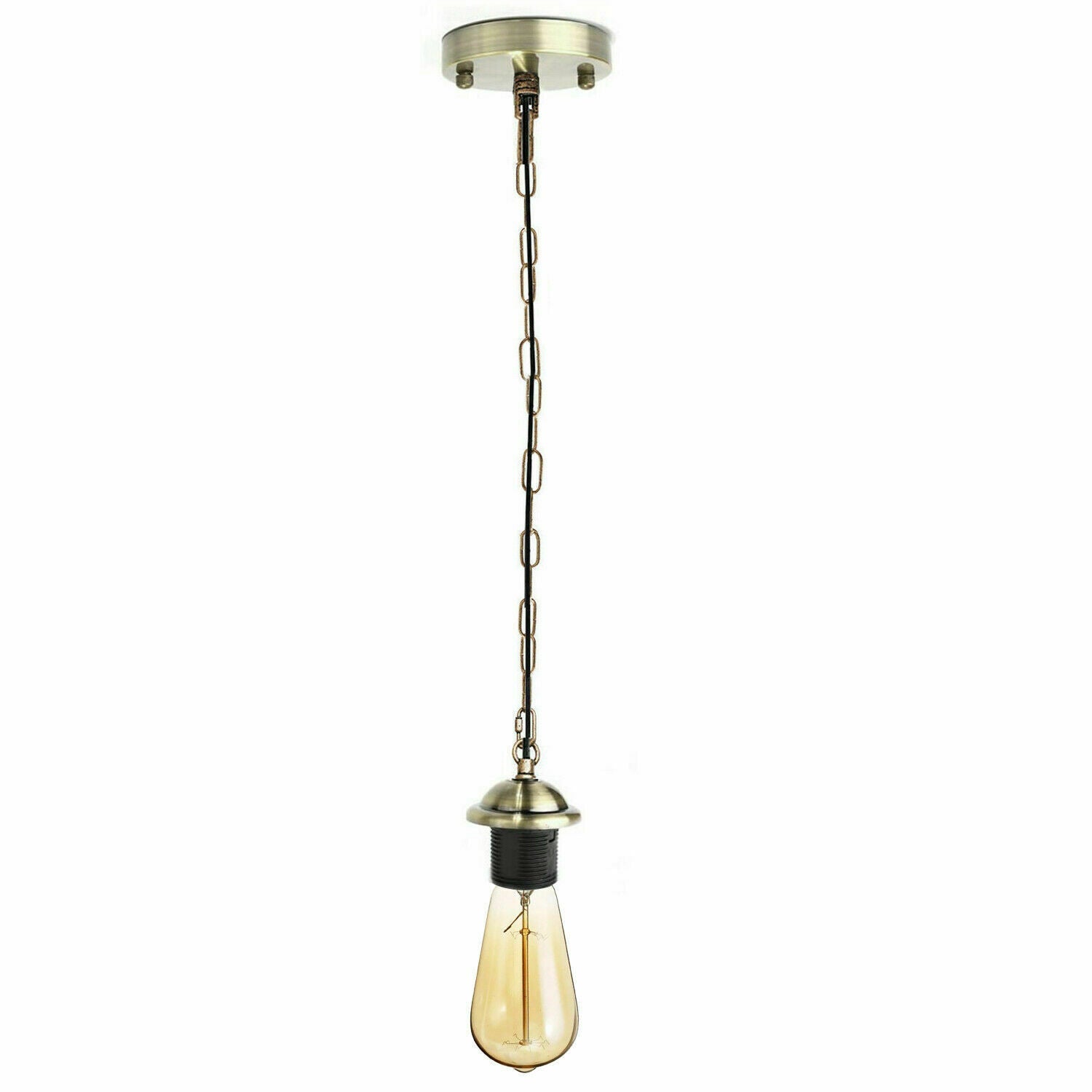 Adjustable E27 Industrial Pendant Lamp Holder Kit with Chain - Multiple Finishes