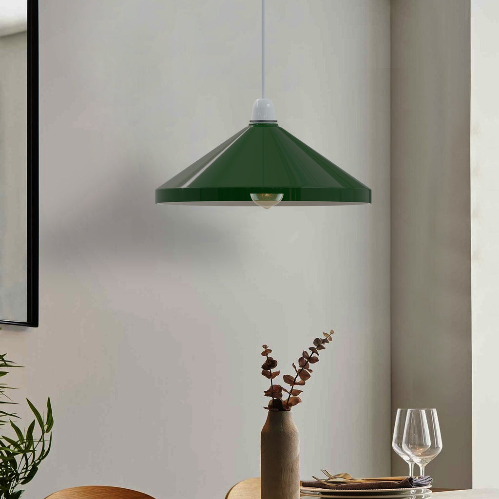 Vintage Industrial Metal Cone Easy-Fit Lampshade with Reducer Plate for Home