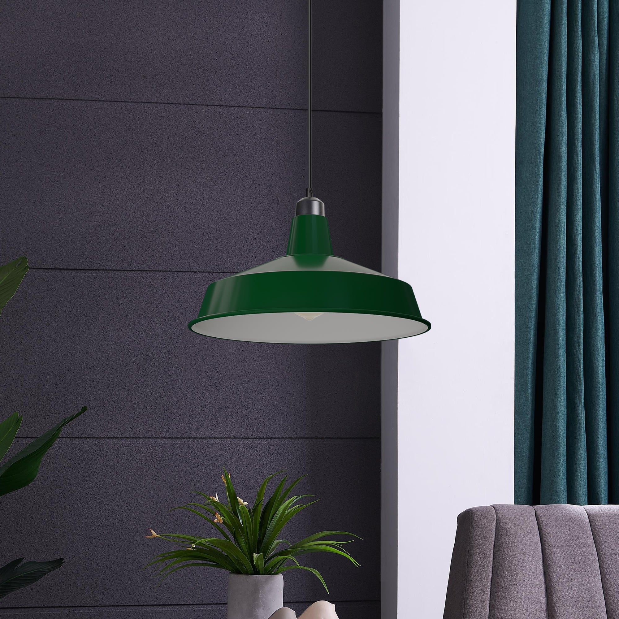 Vintage Industrial Metal Pluto Shade E27 Ceiling Pendant Light