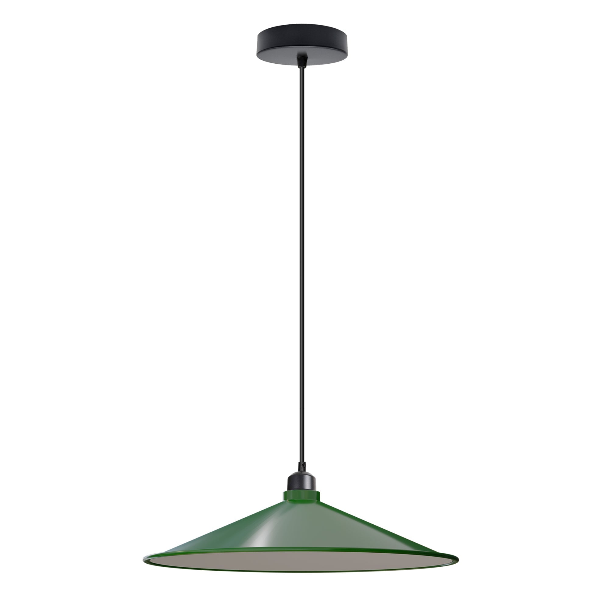 Retro Flat Cone Metal Pendant Light Fixture, Adjustable Cable, E27 Socket