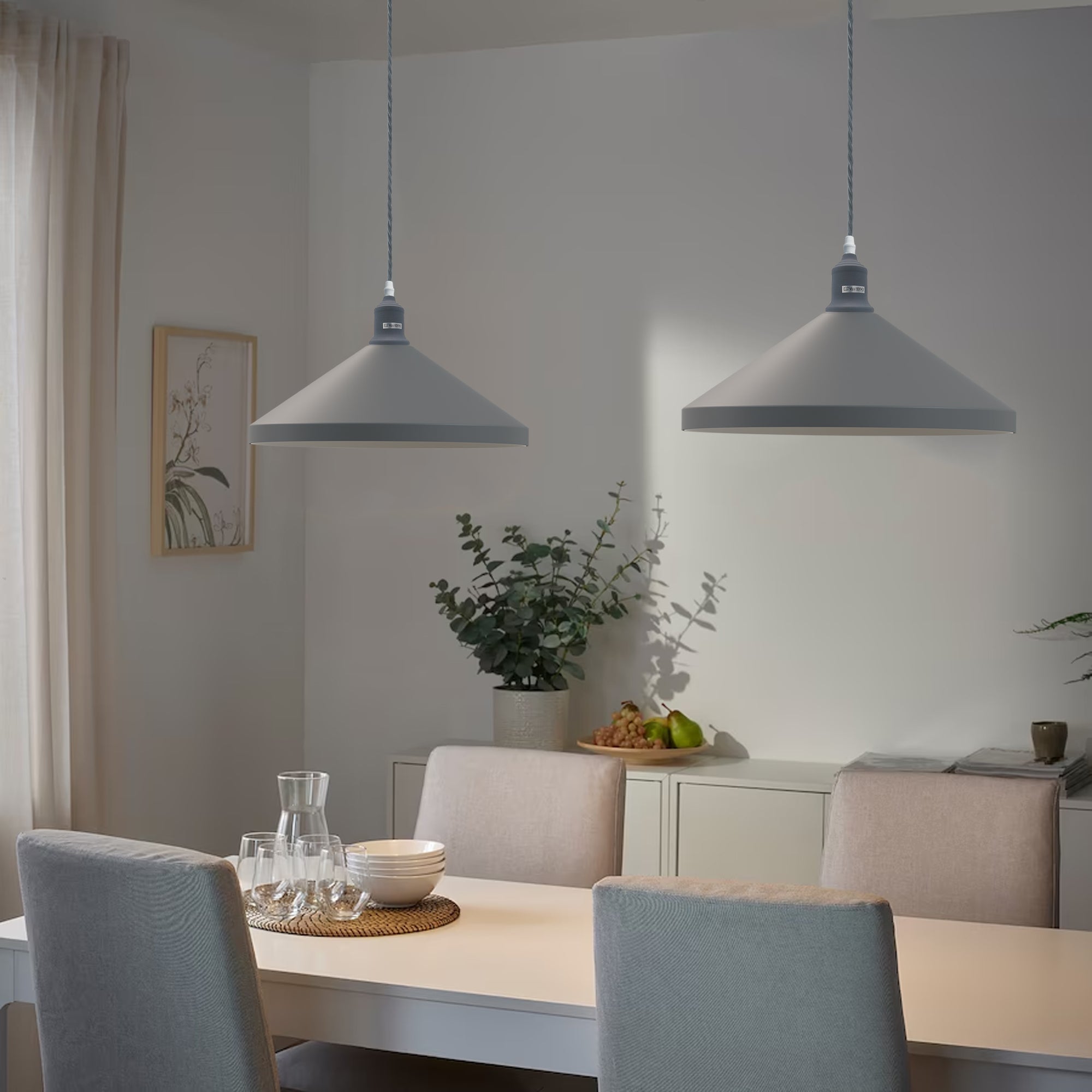 Modern Industrial Metal Cone Pendant Light with Adjustable Hanging Cable