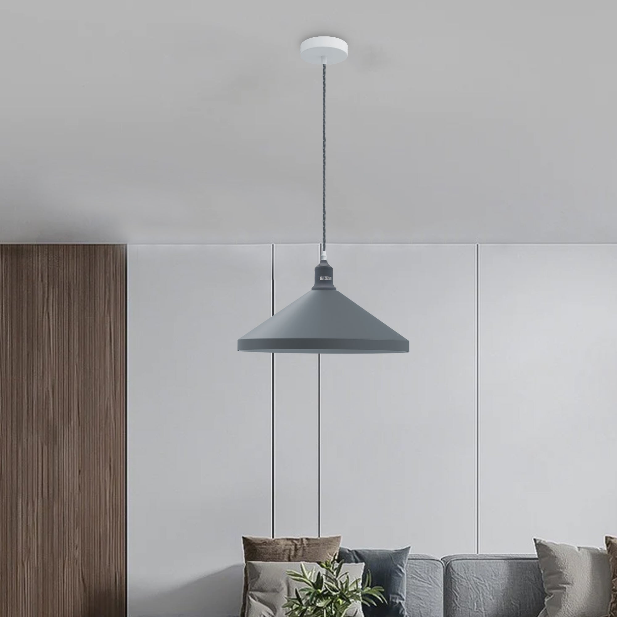 Modern Industrial Metal Cone Pendant Light with Adjustable Hanging Cable