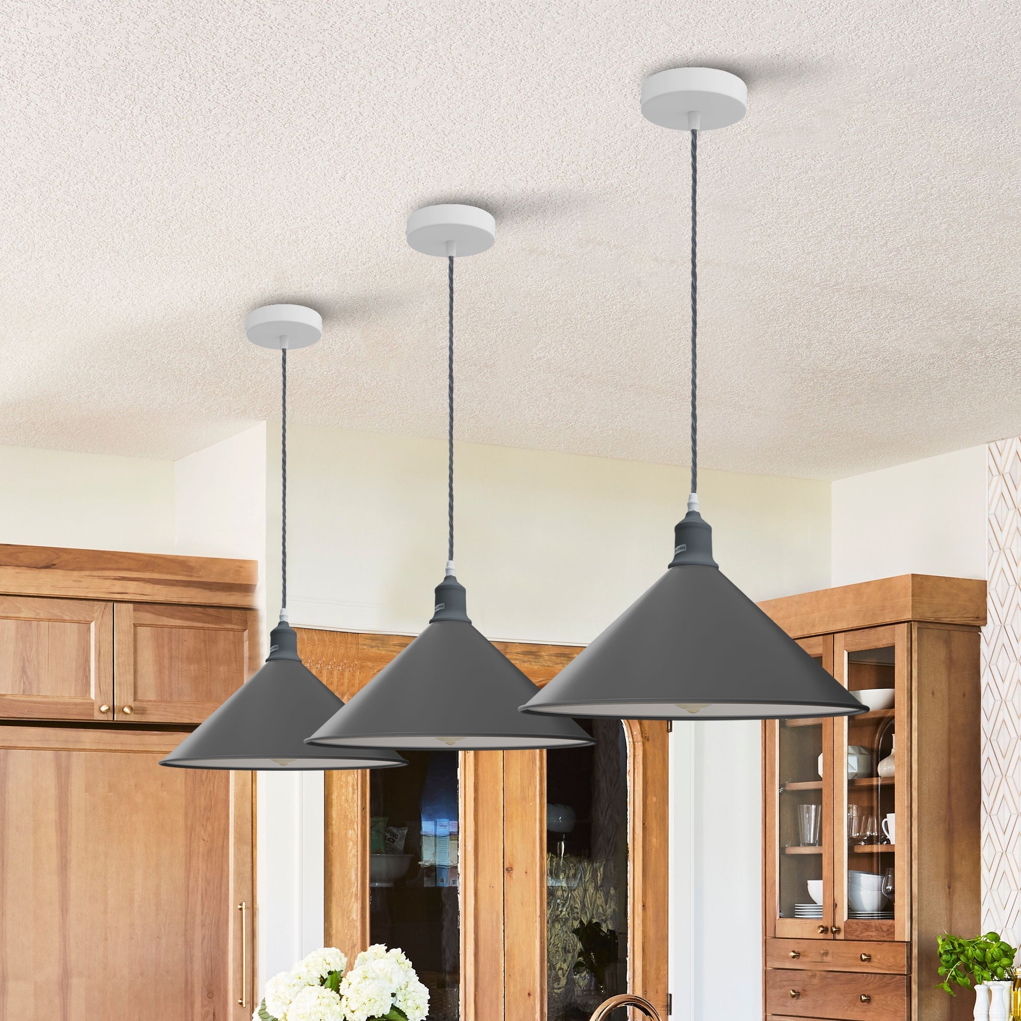 Modern Industrial Metal Shade Adjustable Hanging Pendant Light Fixture for Home