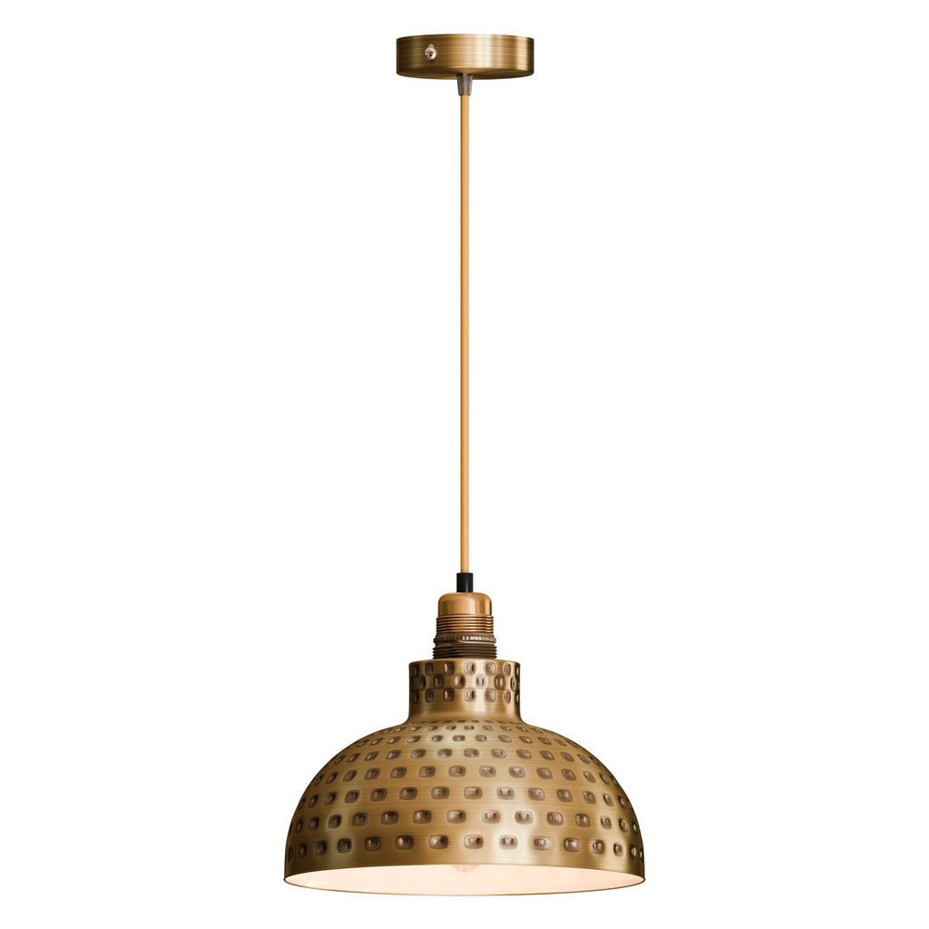 Industrial Dome Hammered Metal Shade E27 Ceiling Pendant Light Fixture