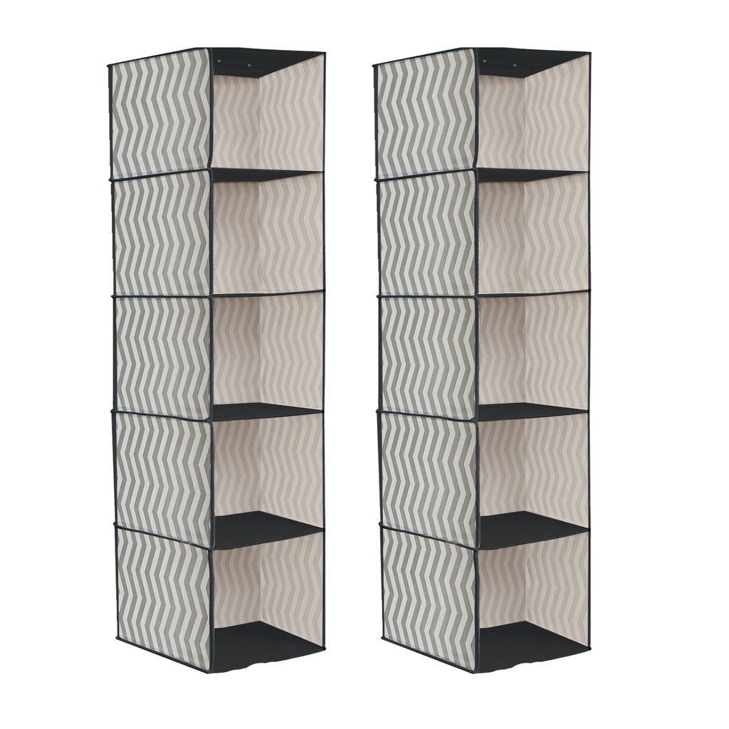 5-Shelf Fabric Hanging Closet Organizer Wardrobe Storage Unit Clothes Shelves