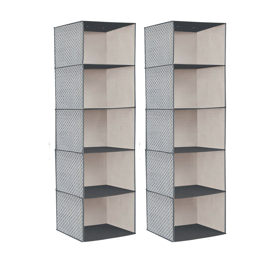 5-Shelf Fabric Hanging Closet Organizer Wardrobe Storage Unit Clothes Shelves
