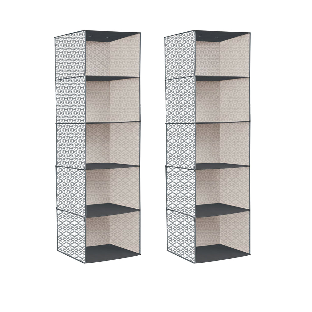 5-Shelf Fabric Hanging Closet Organizer Wardrobe Storage Unit Clothes Shelves