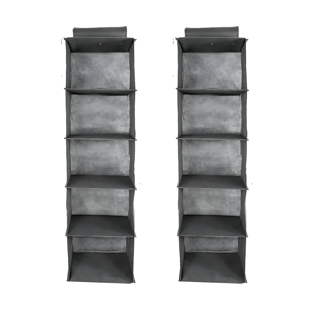 5-Shelf Fabric Hanging Closet Organizer Wardrobe Storage Unit Clothes Shelves