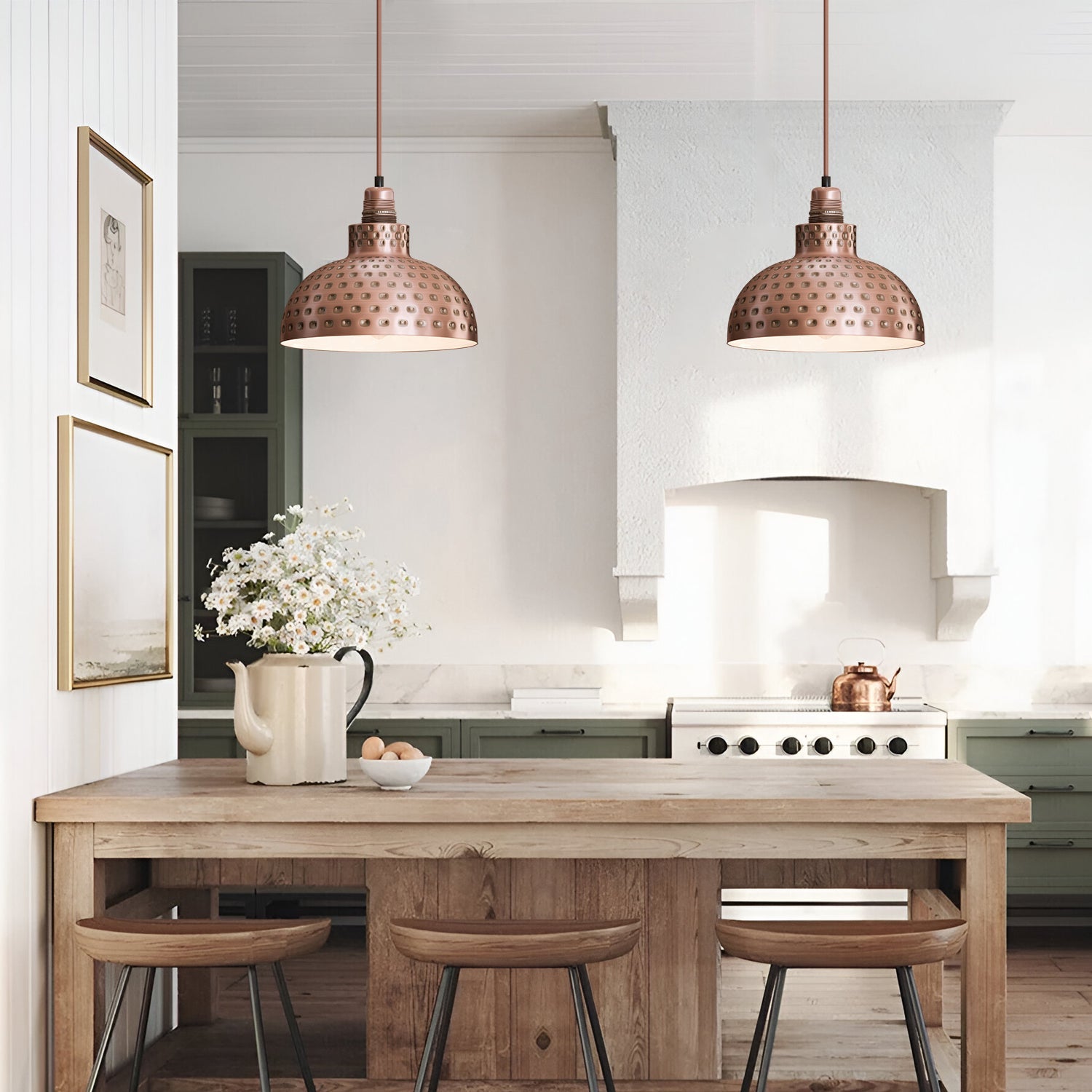 Retro Hammered Metal Shade E27 Ceiling Pendant Light~6132